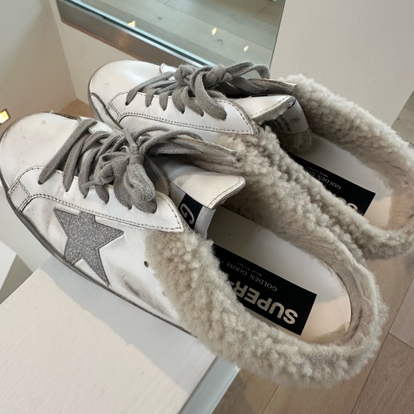 AUTHENTIC Golden Goose White and Gray Distressed Sneakers White Leather - Picture 3 of 6